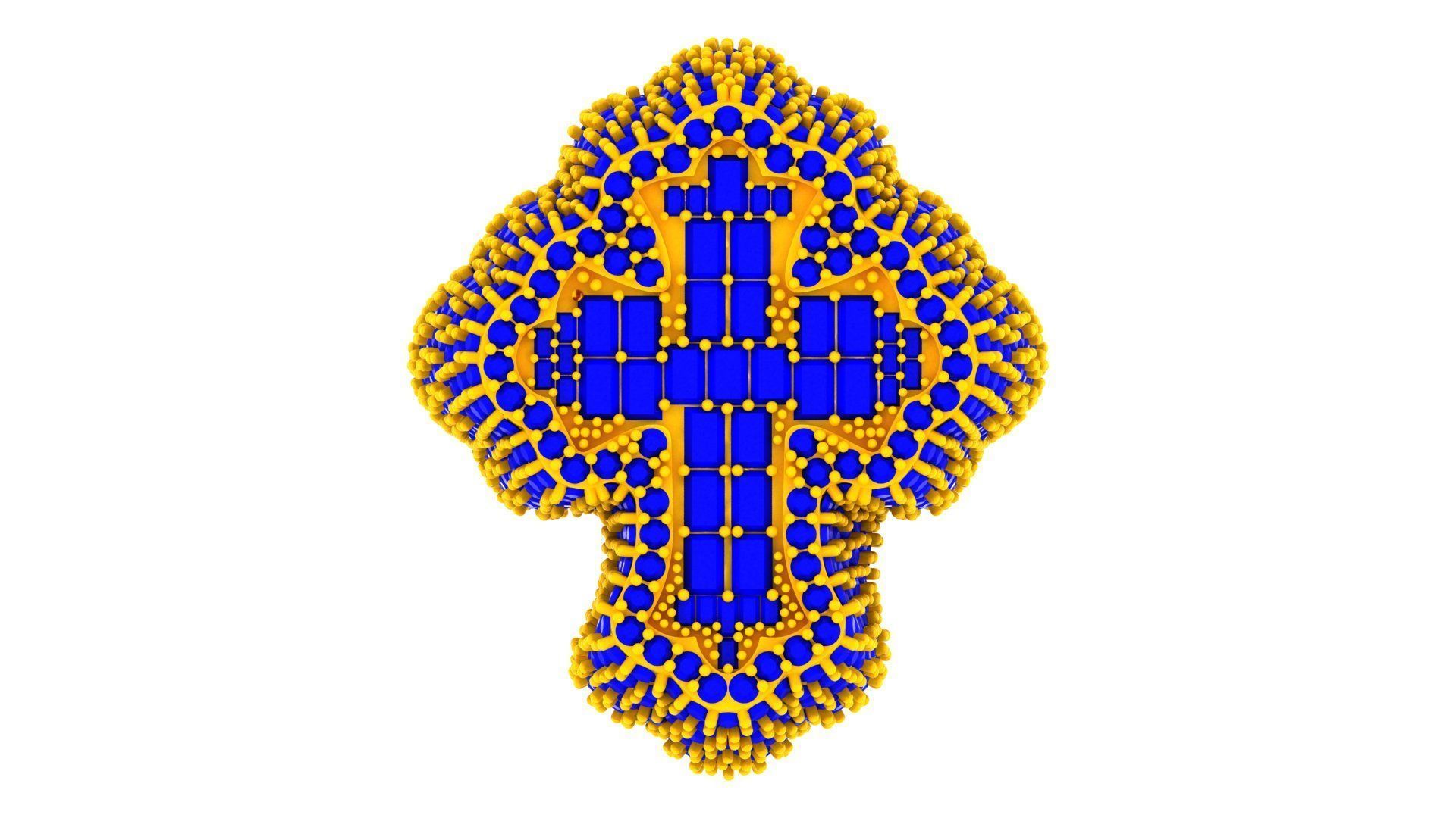 Cross Ring with Baguette and Diamond 3DM file 3D print model_5