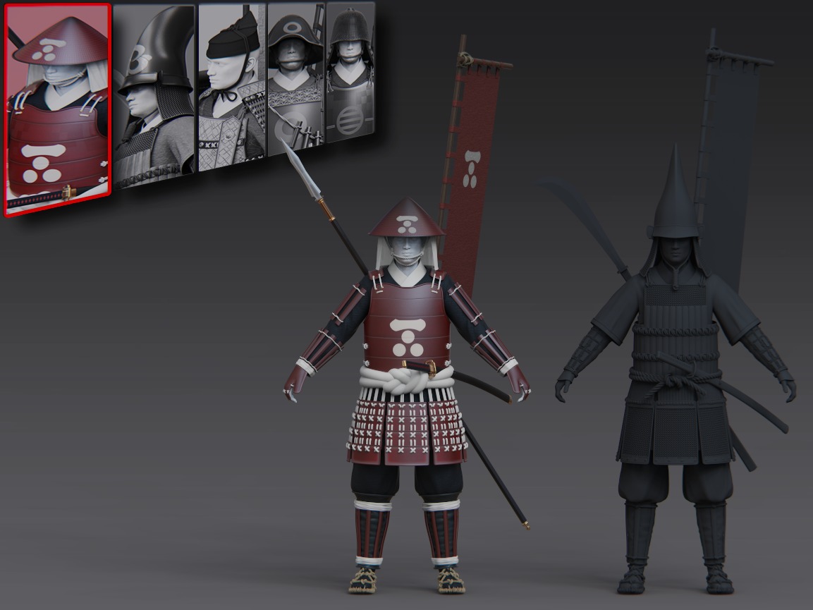 01-ancient japanese armor 3D model_1