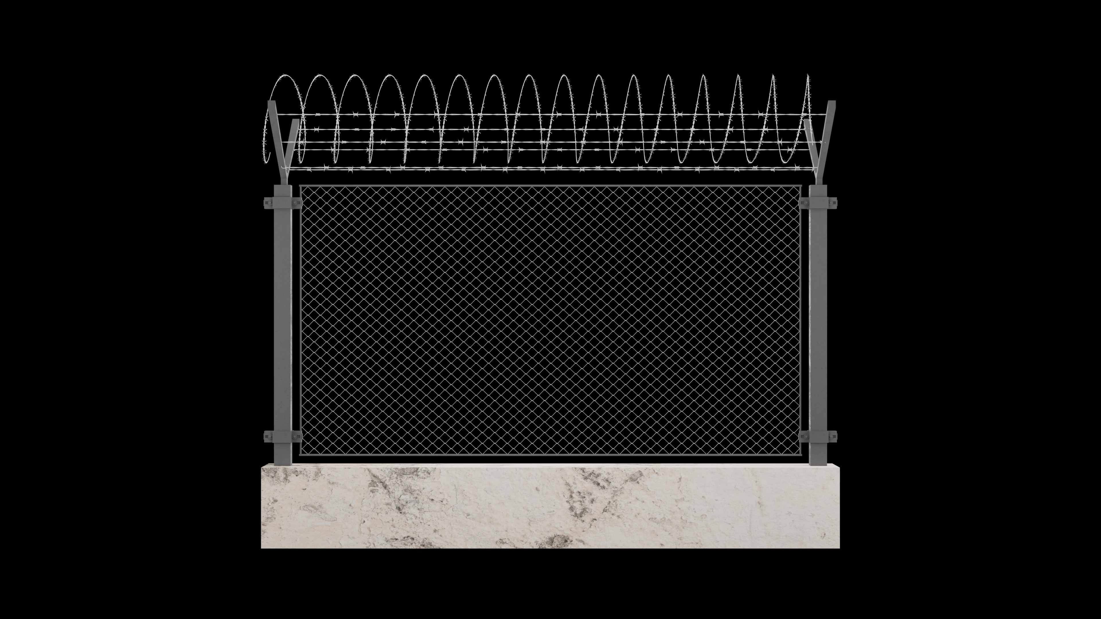 New High Security Razor Barbed Wire Fence 3ds Max Low-poly 3D model_4