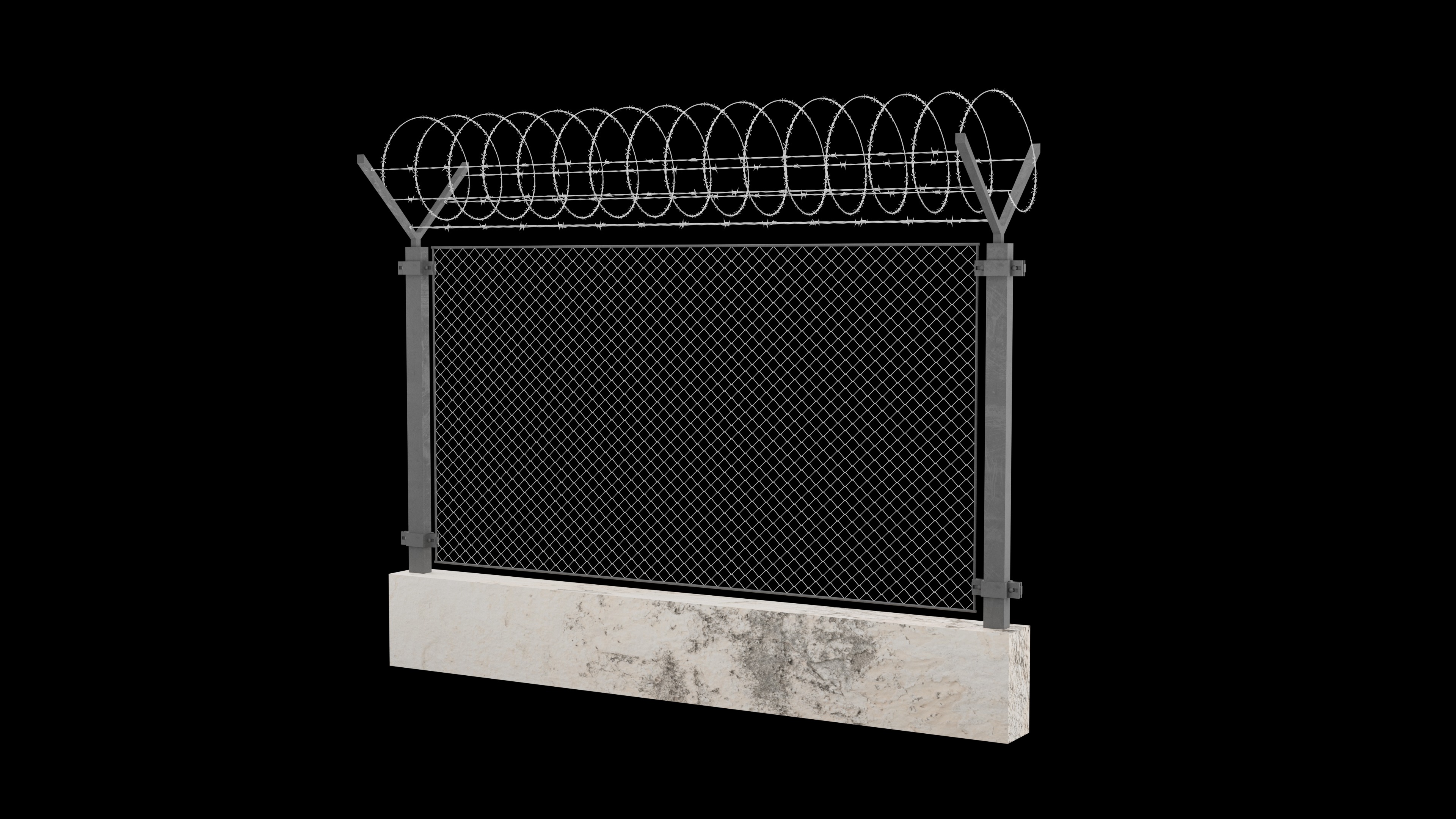 New High Security Razor Barbed Wire Fence 3ds Max Low-poly 3D model_2