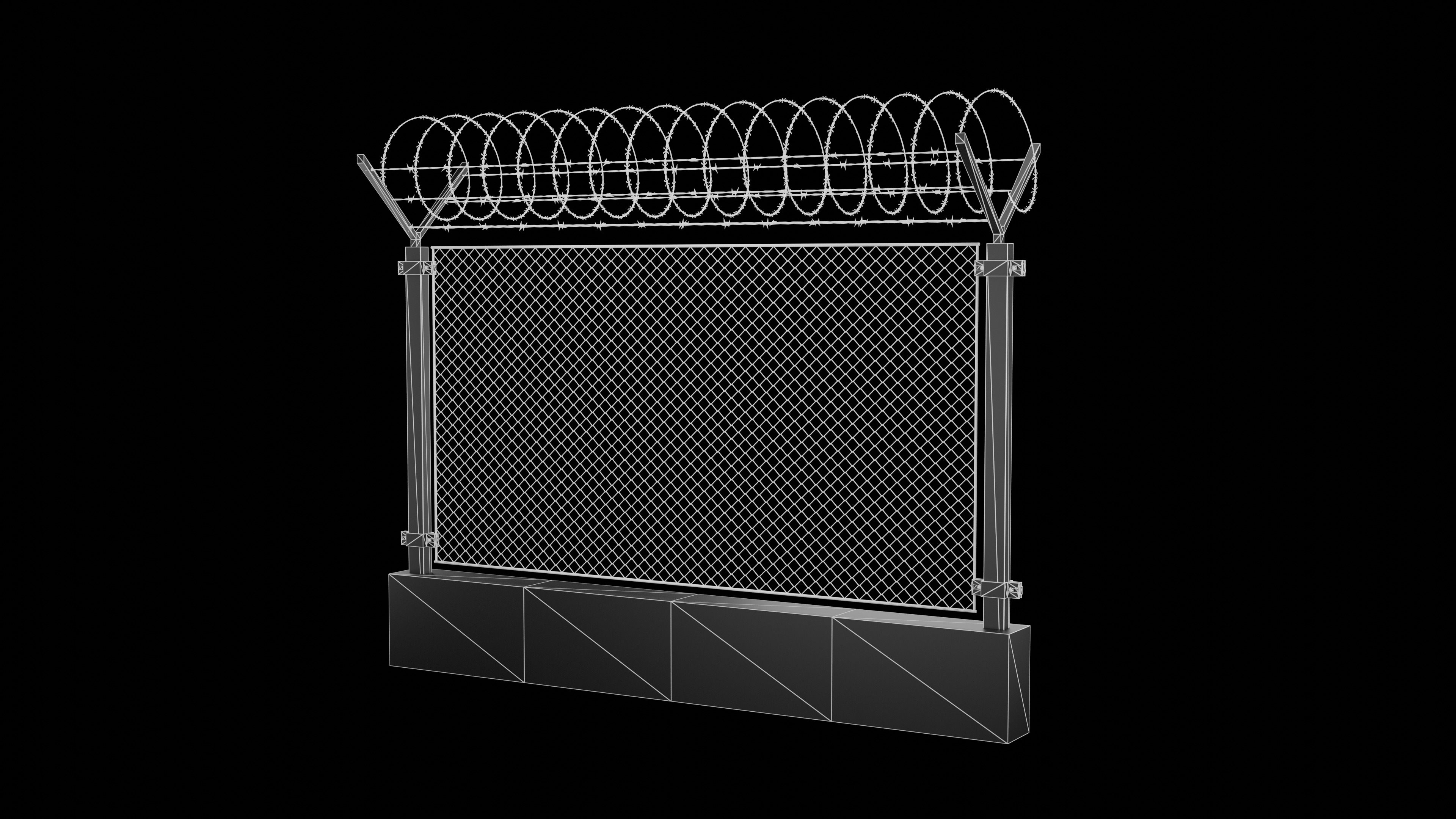 New High Security Razor Barbed Wire Fence 3ds Max Low-poly 3D model_8
