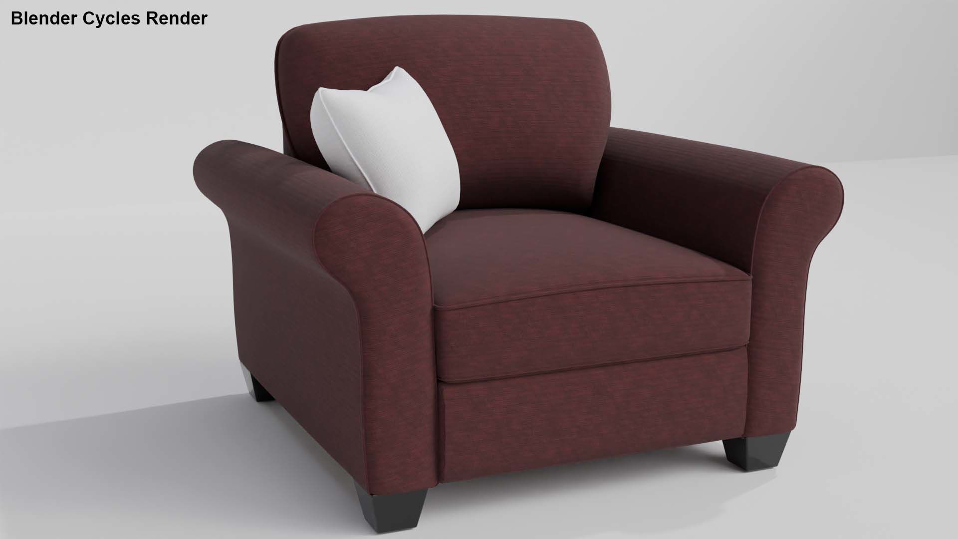 Yellow Fabric Sofa 1 Seater 3D model_32
