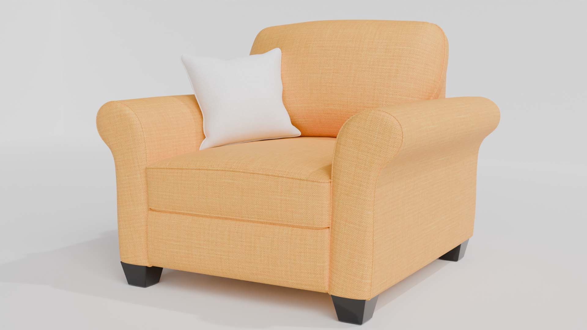 Yellow Fabric Sofa 1 Seater 3D model_16