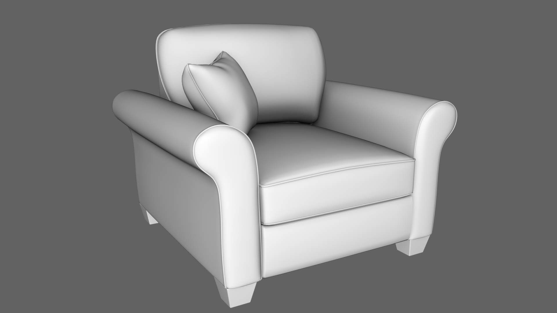Yellow Fabric Sofa 1 Seater 3D model_13