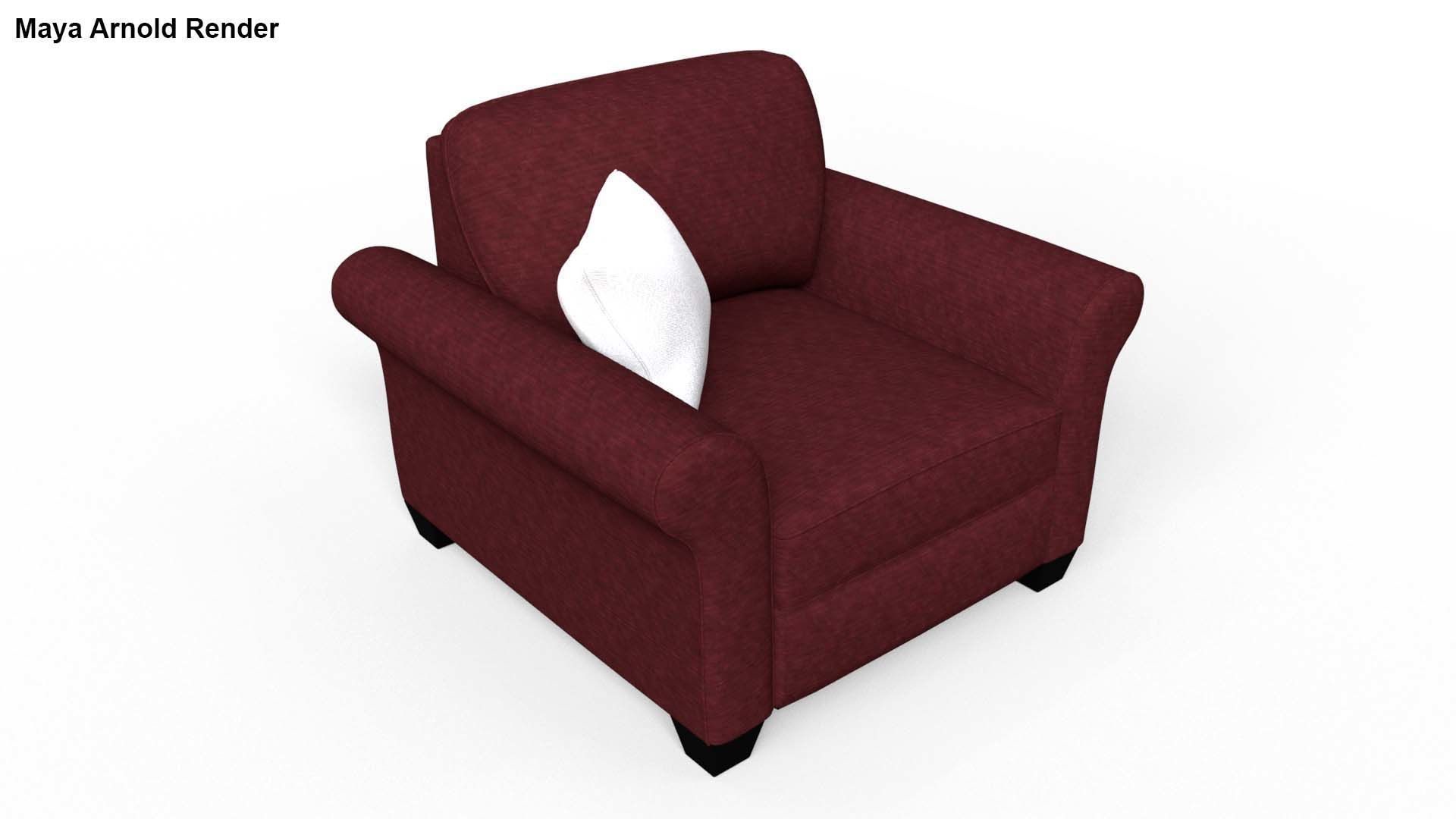 Yellow Fabric Sofa 1 Seater 3D model_29