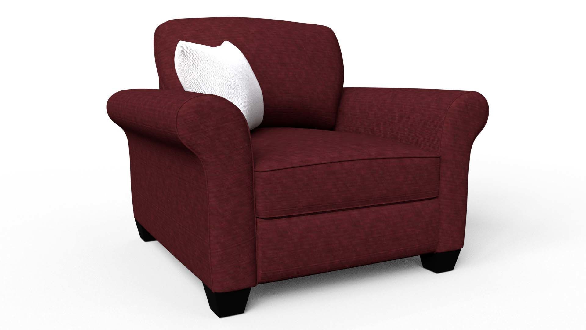 Yellow Fabric Sofa 1 Seater 3D model_24