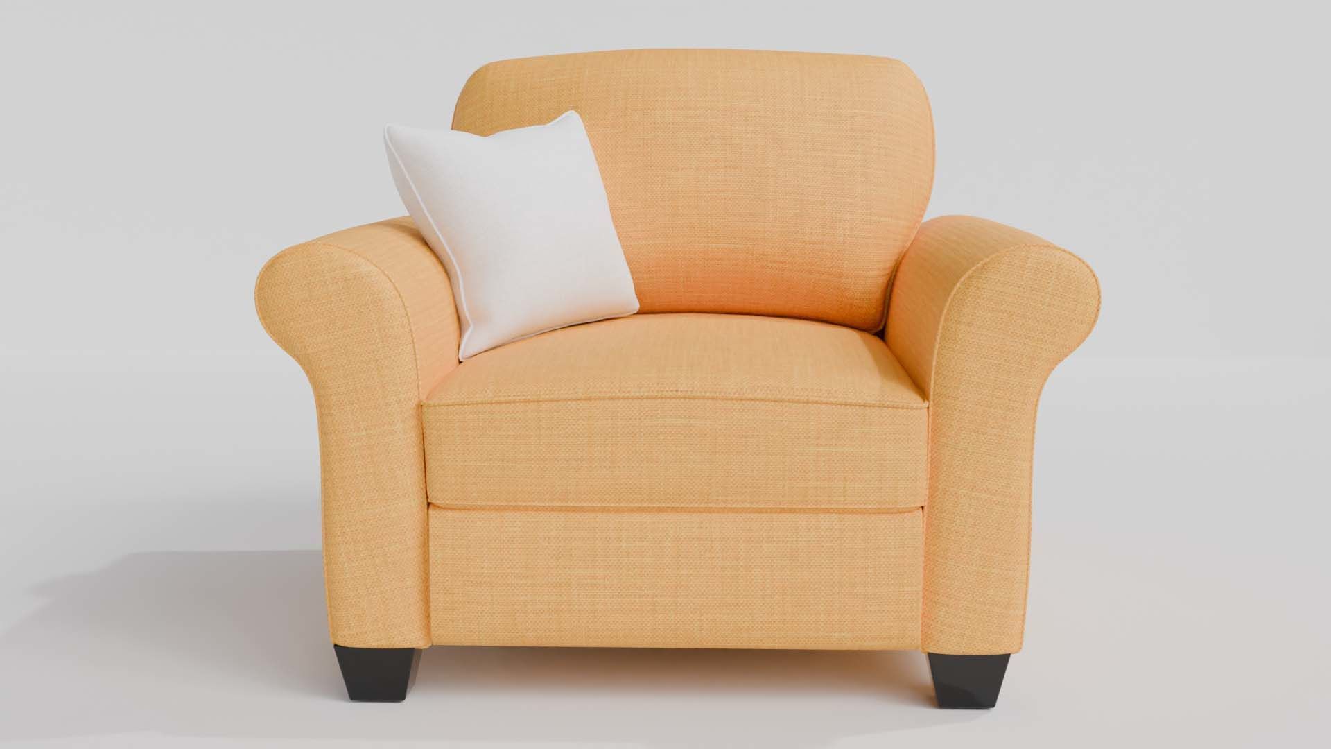 Yellow Fabric Sofa 1 Seater 3D model_15