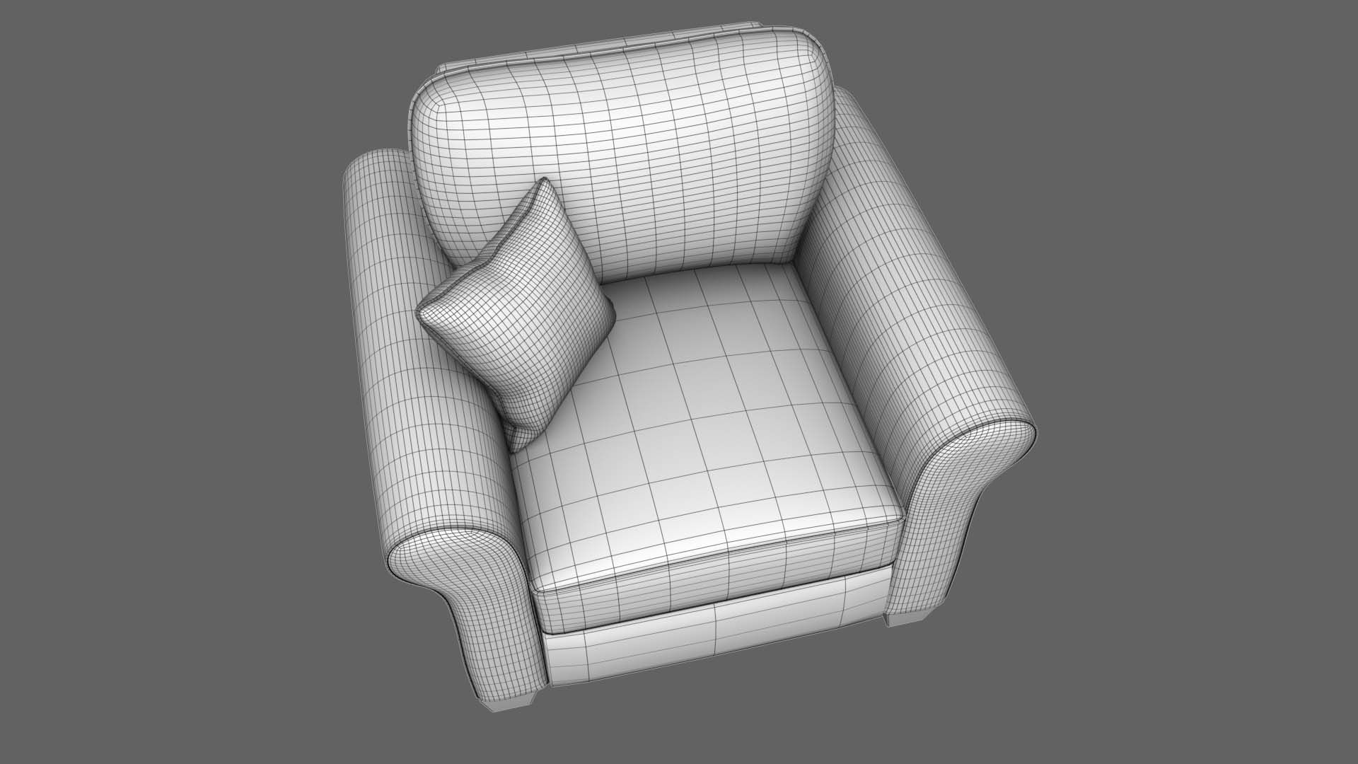 Yellow Fabric Sofa 1 Seater 3D model_9