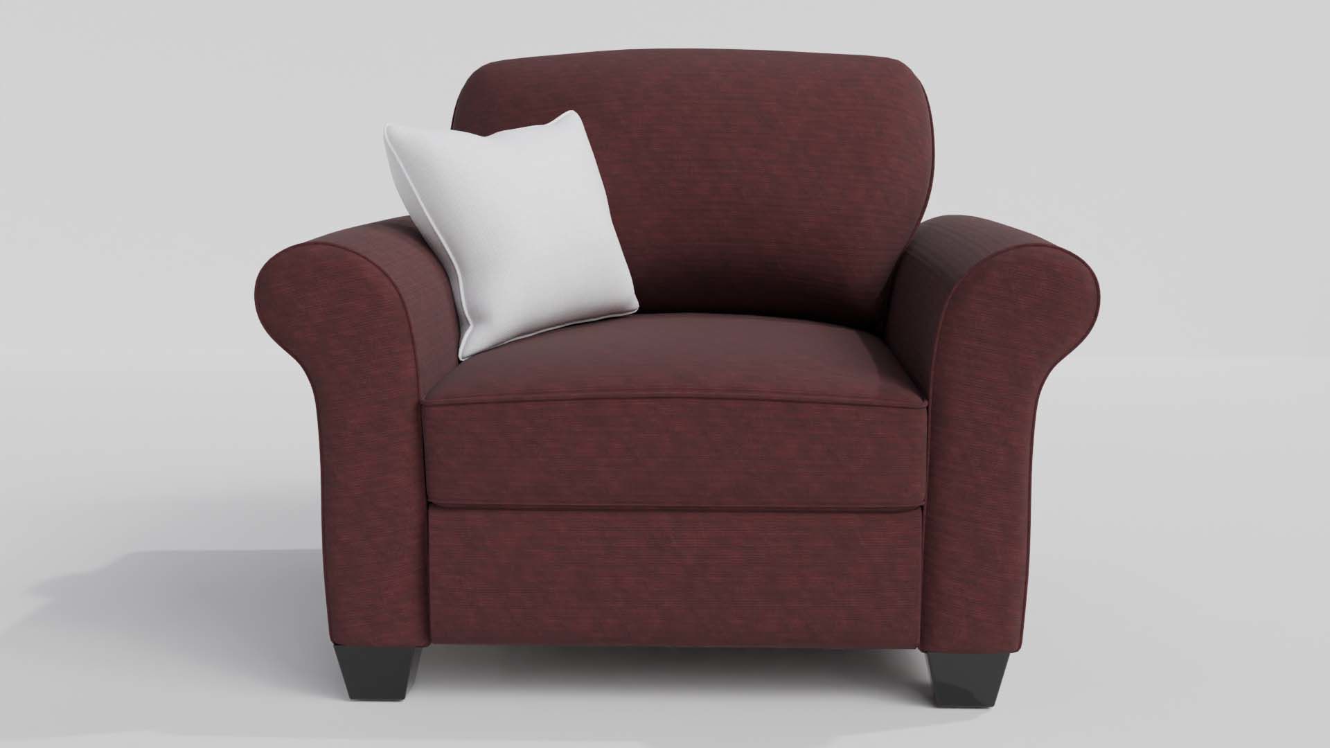Yellow Fabric Sofa 1 Seater 3D model_30