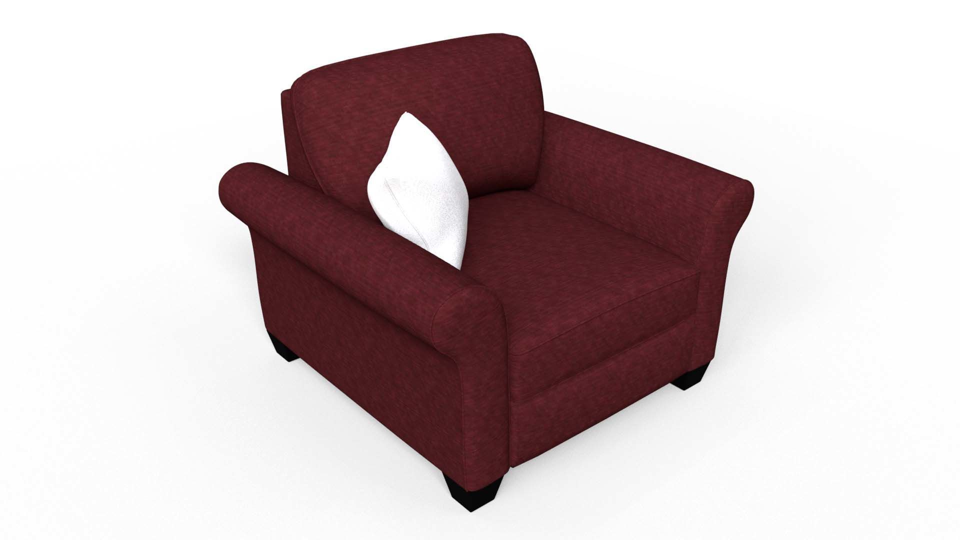 Yellow Fabric Sofa 1 Seater 3D model_19
