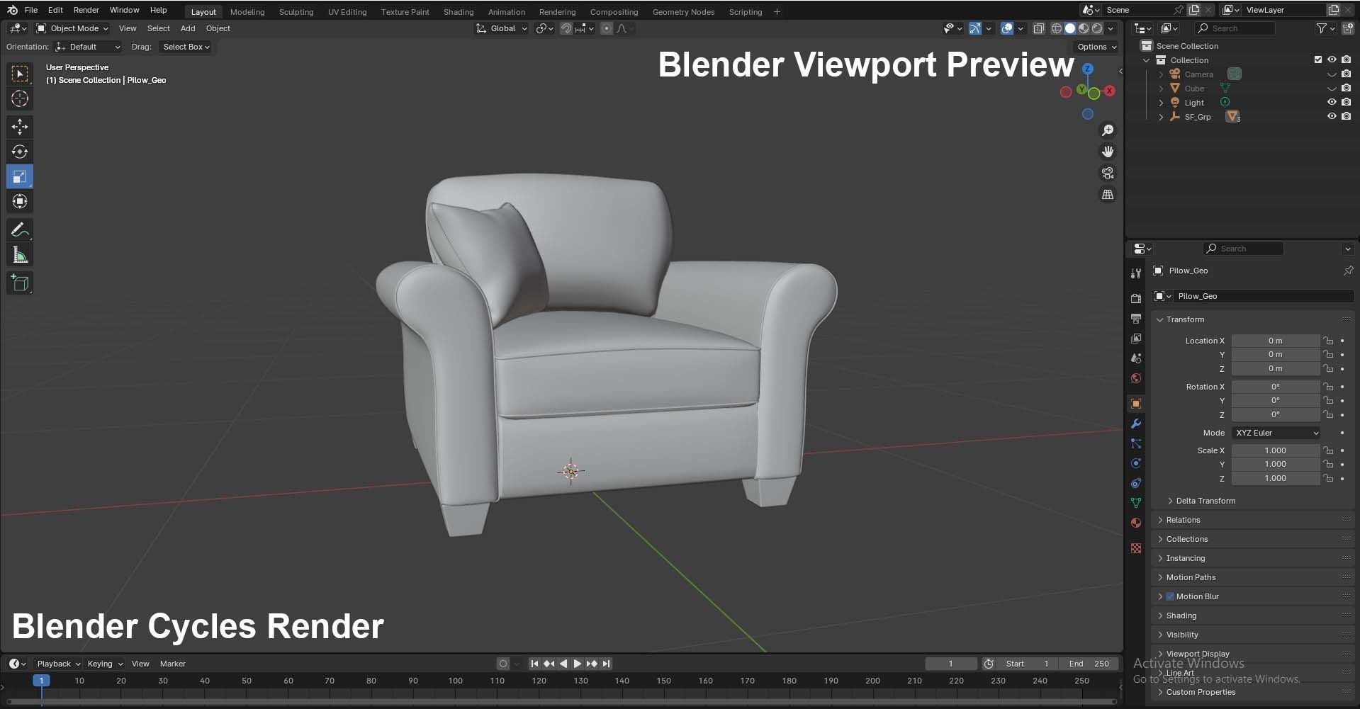 Yellow Fabric Sofa 1 Seater 3D model_26