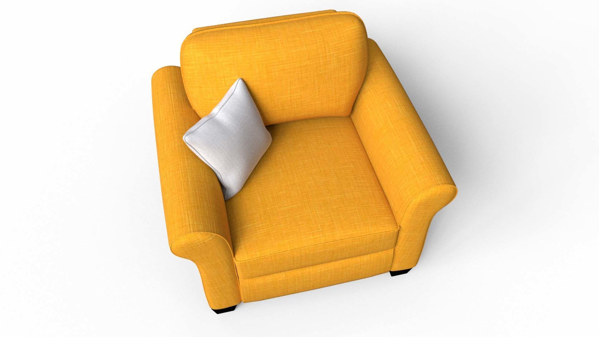 Yellow Fabric Sofa 1 Seater 3D model_8