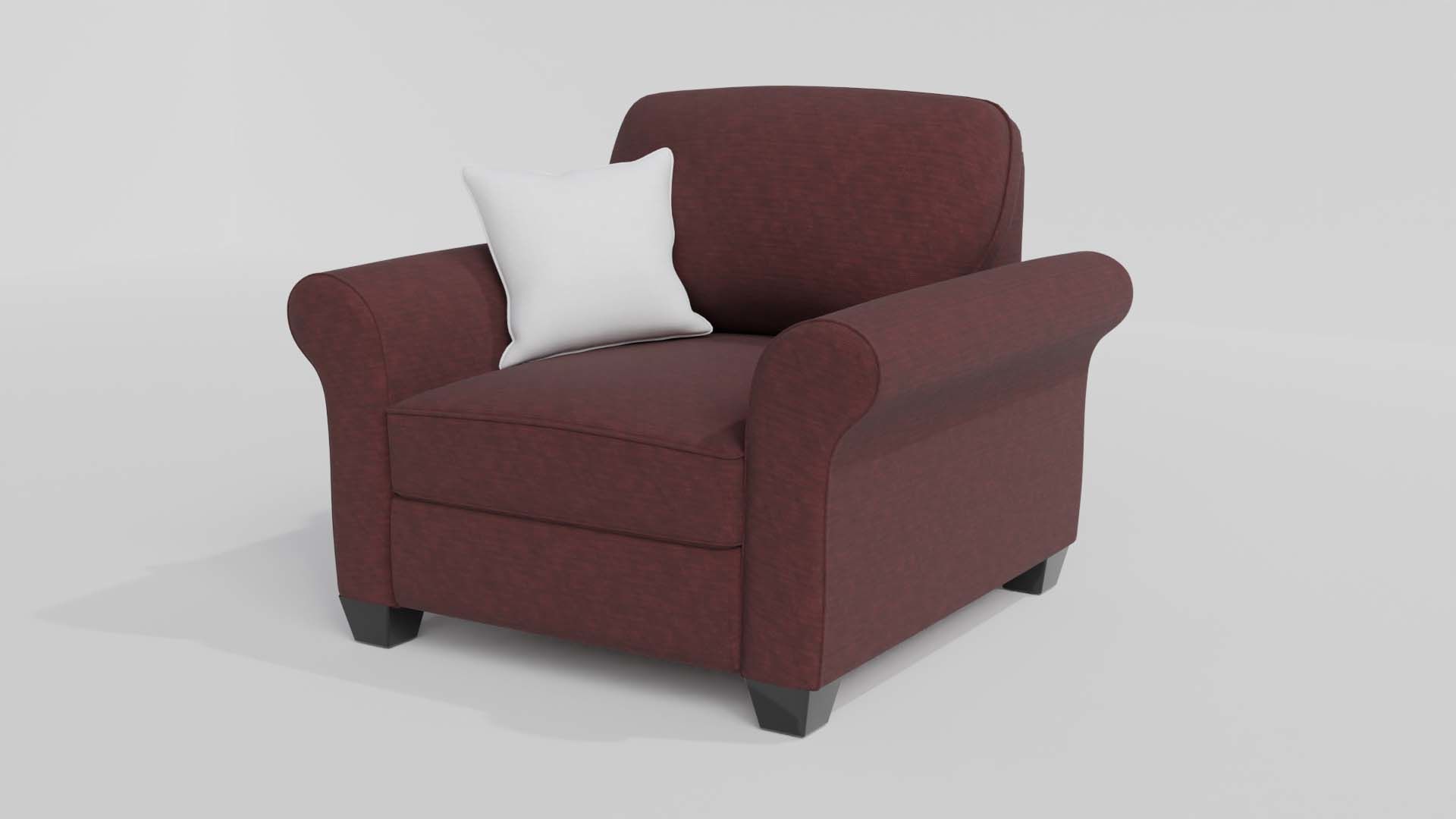 Yellow Fabric Sofa 1 Seater 3D model_31