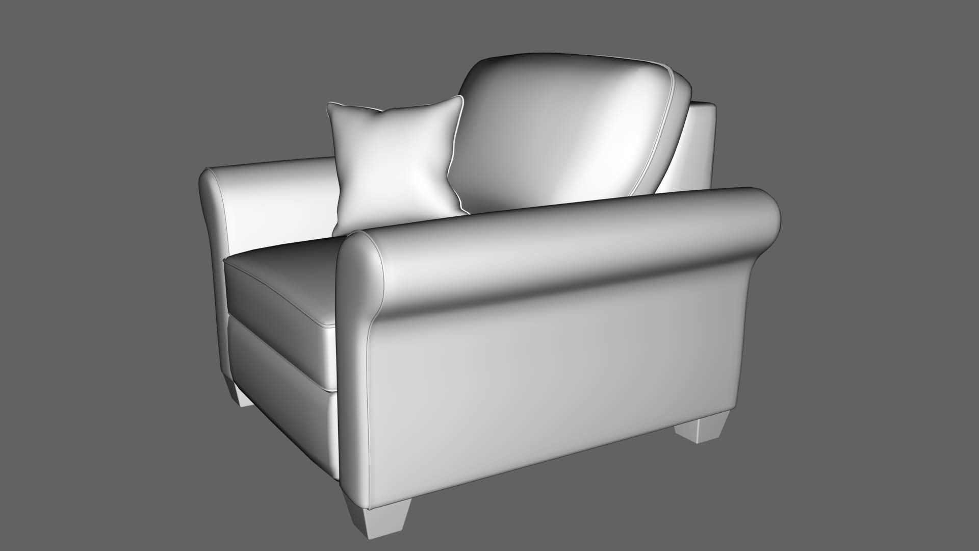 Yellow Fabric Sofa 1 Seater 3D model_12