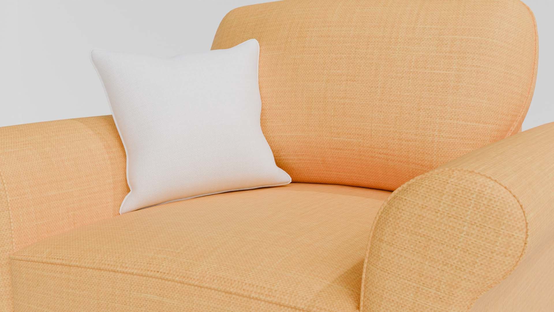 Yellow Fabric Sofa 1 Seater 3D model_17