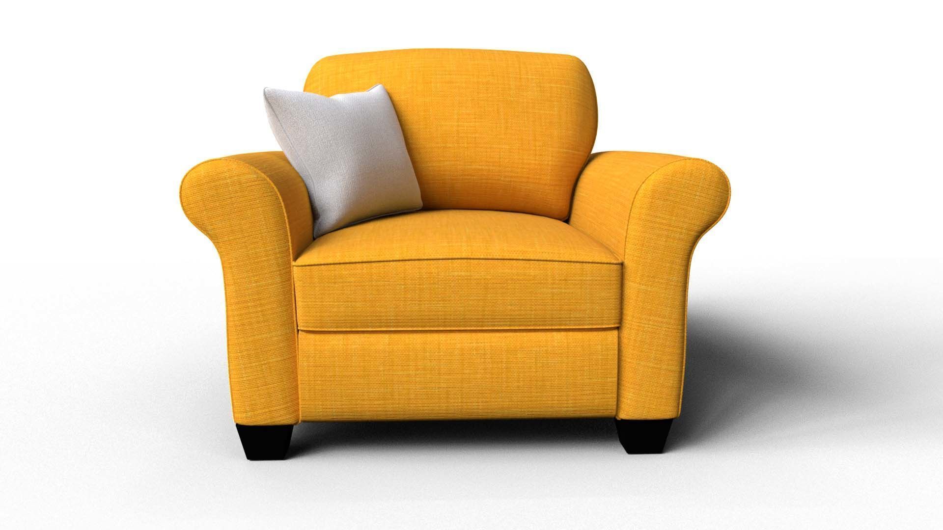Yellow Fabric Sofa 1 Seater 3D model_5