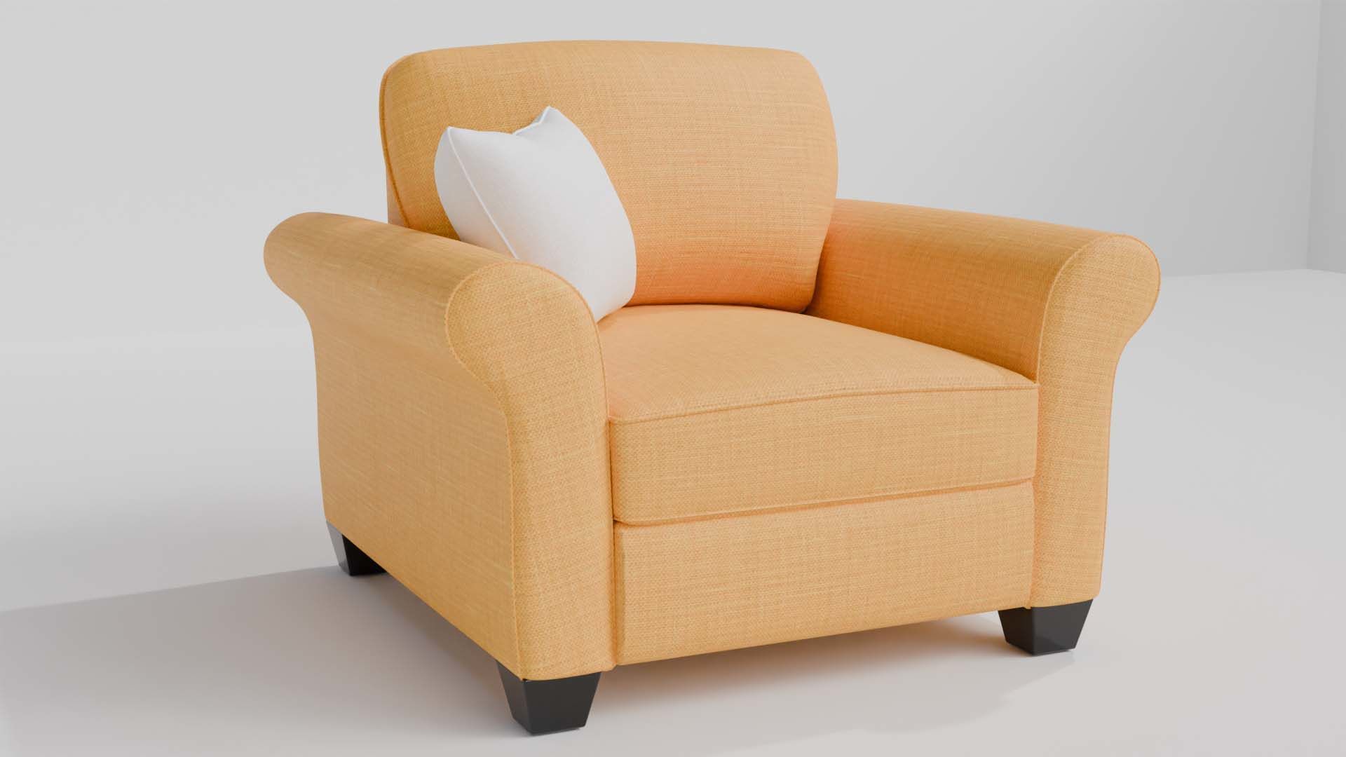 Yellow Fabric Sofa 1 Seater 3D model_18
