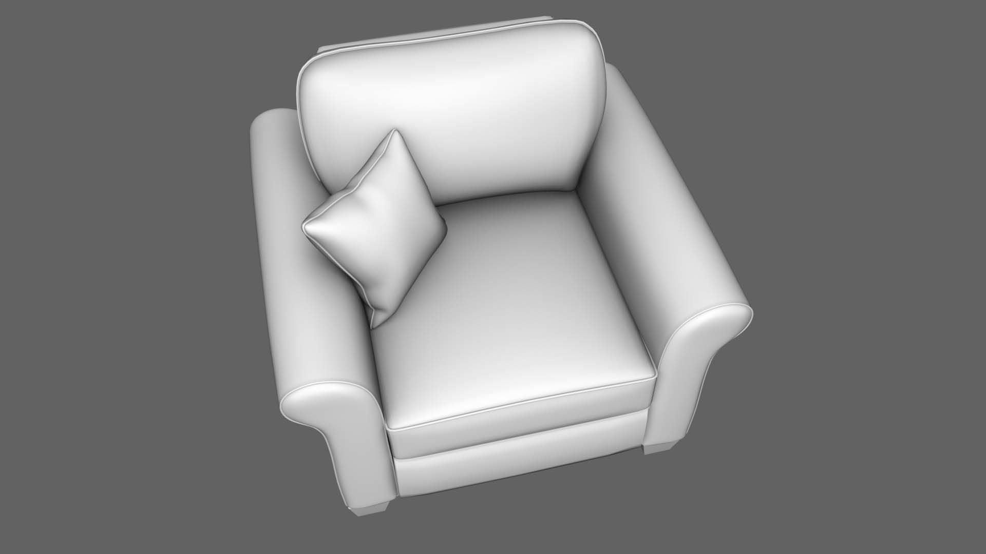 Yellow Fabric Sofa 1 Seater 3D model_10