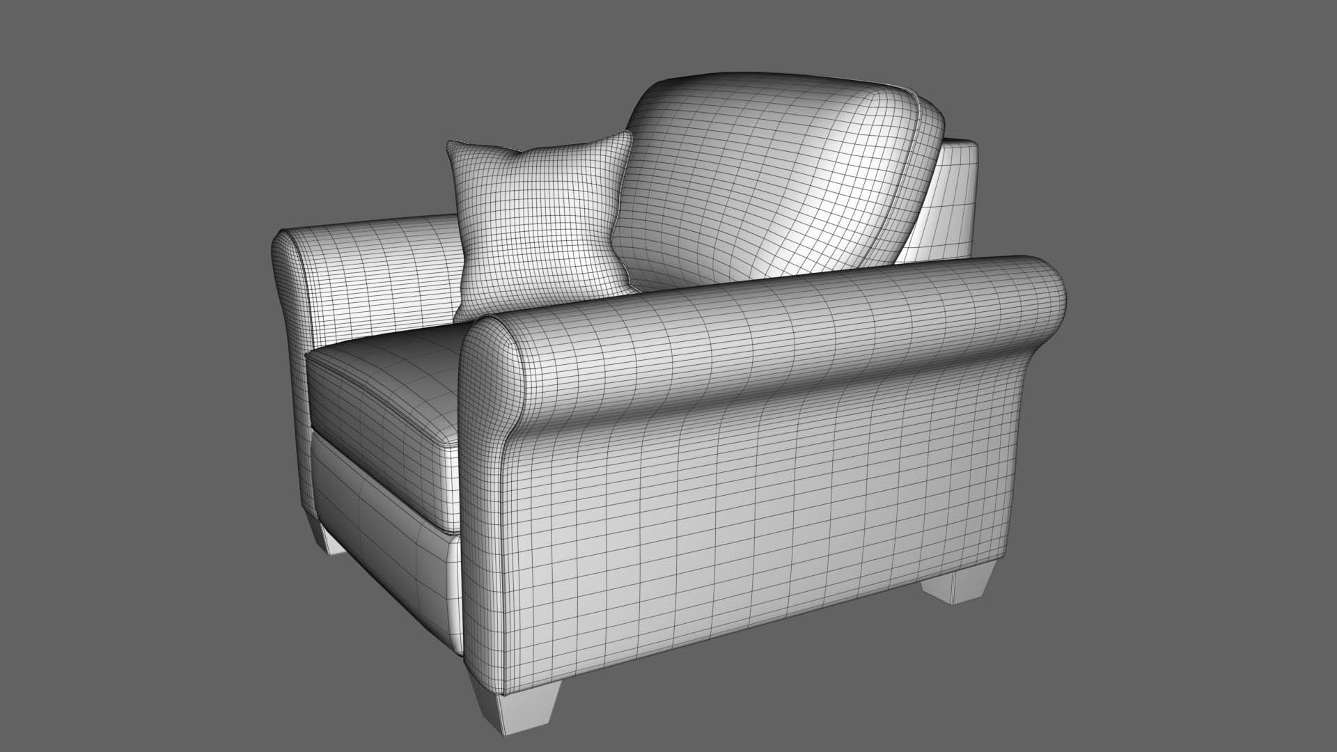 Yellow Fabric Sofa 1 Seater 3D model_11