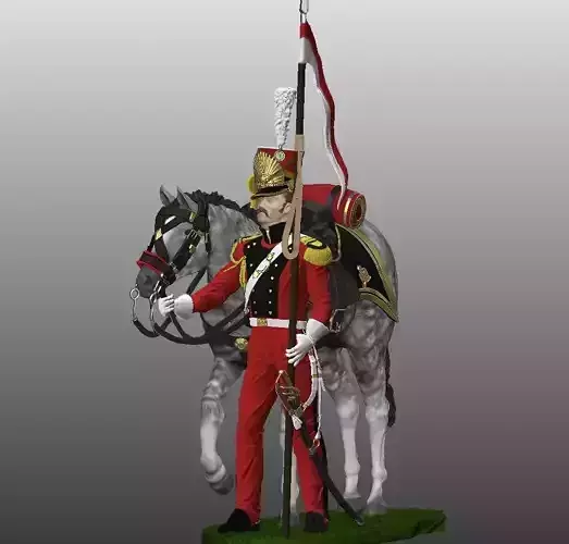 Napoleonic Red Lancer and his horse
