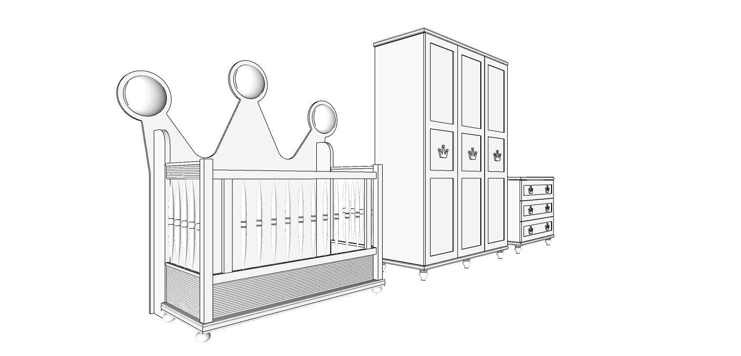 special crown children room set 3D print model_1