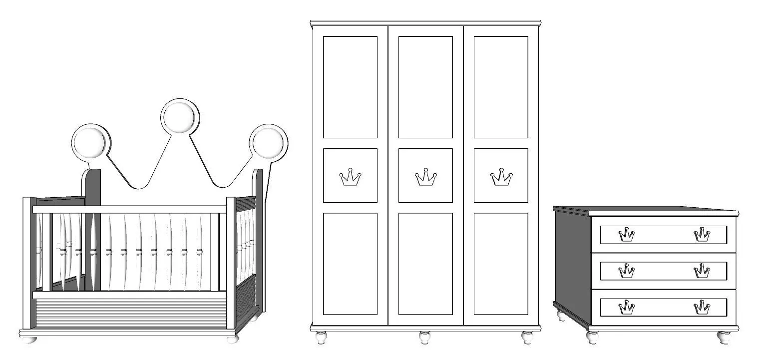 special crown children room set 3D print model_0