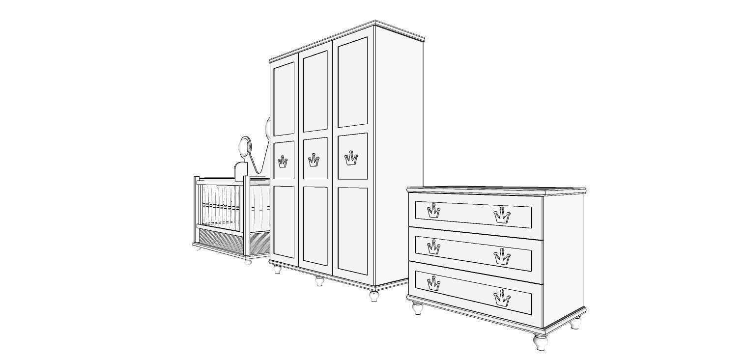 special crown children room set 3D print model_2