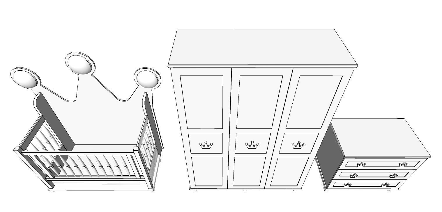 special crown children room set 3D print model_3