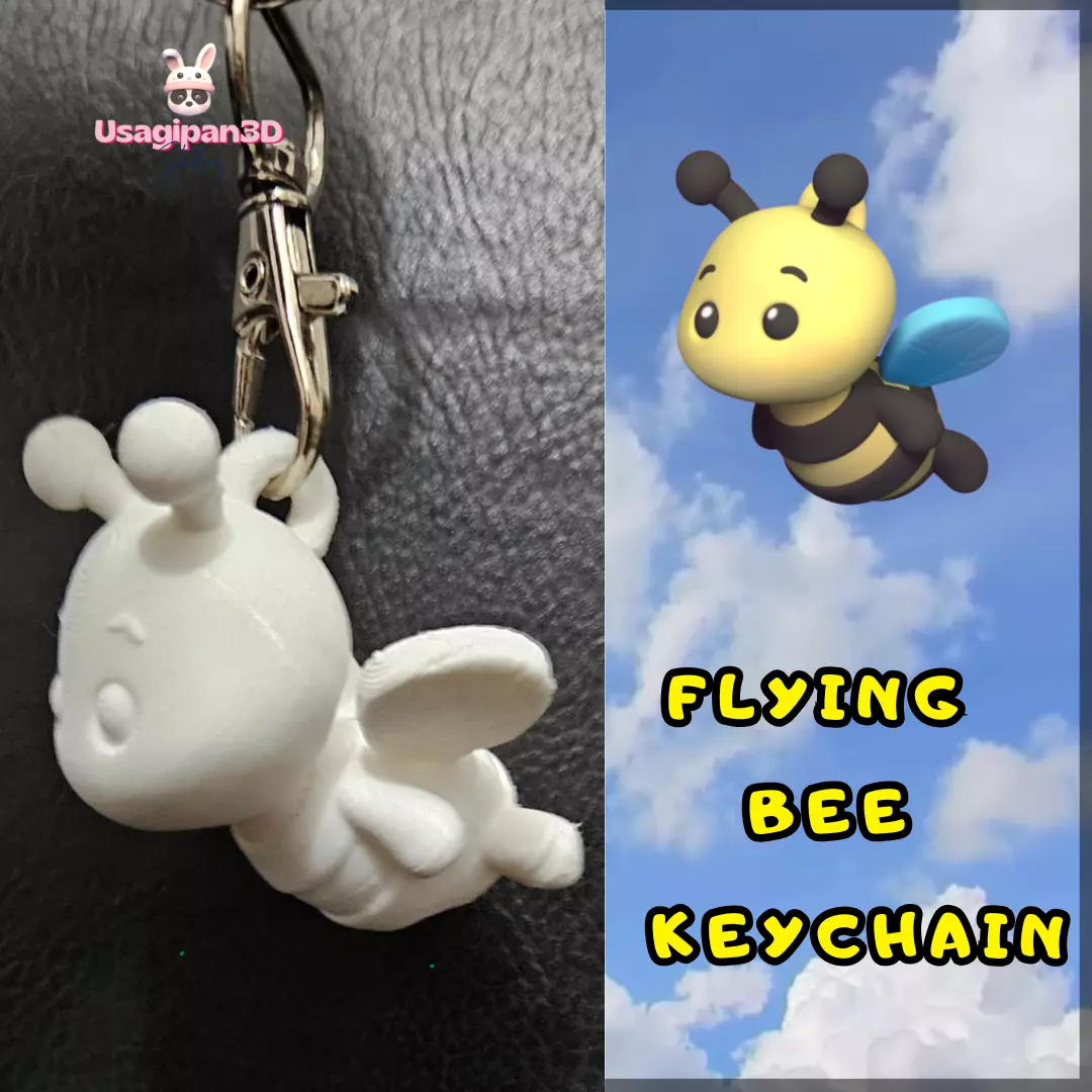 Flying Bee Keychain 3D print model_0