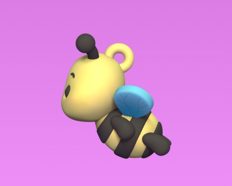 Flying Bee Keychain 3D print model_3