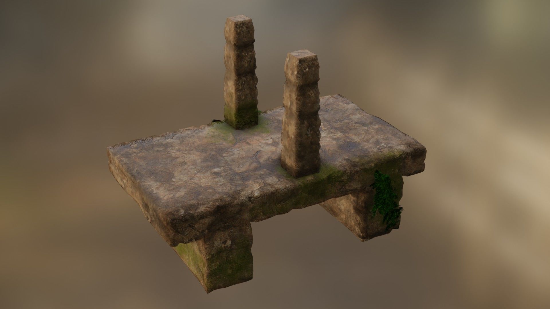 Stone bridge Low-poly 3D model_5