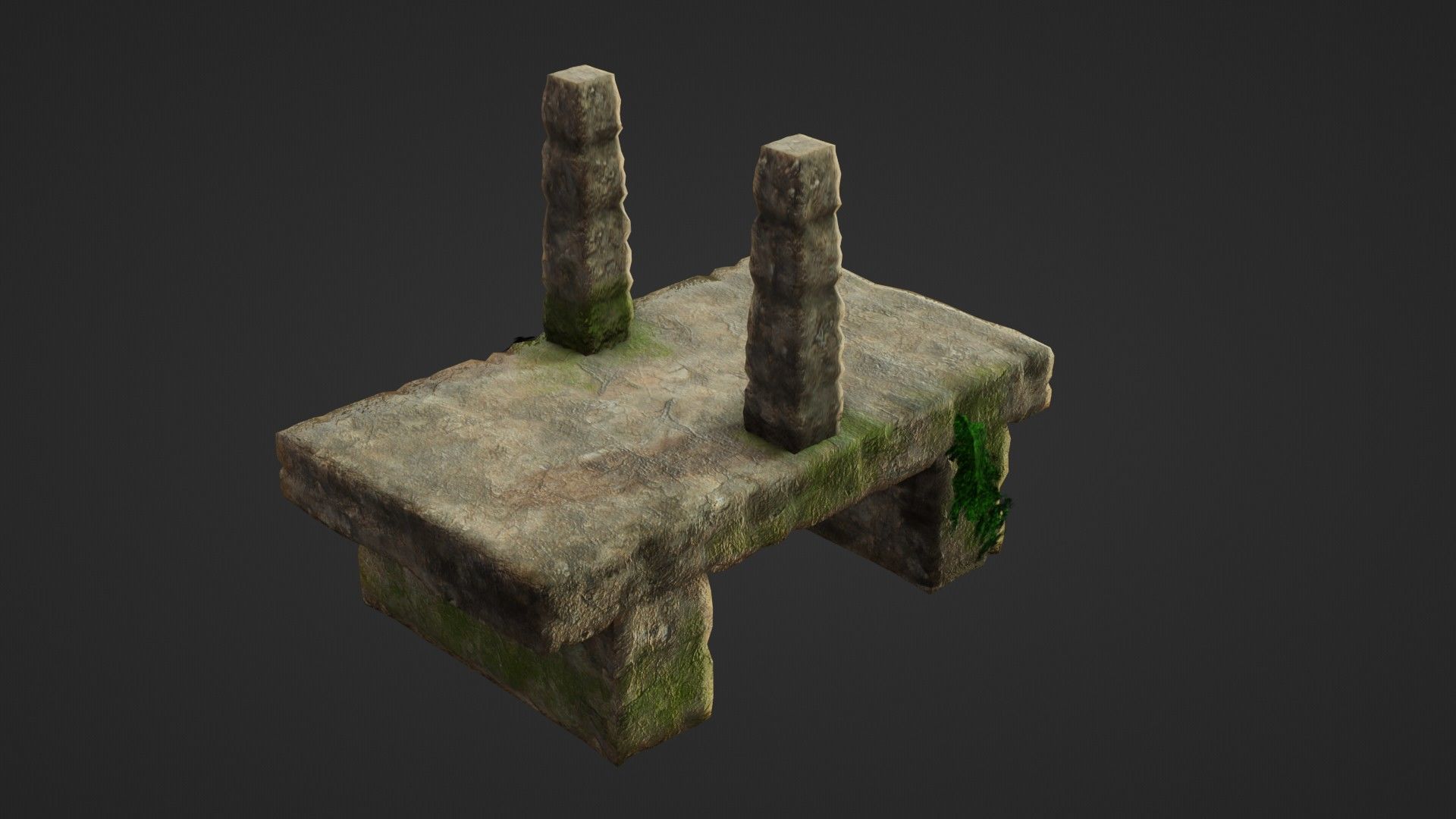 Stone bridge Low-poly 3D model_2