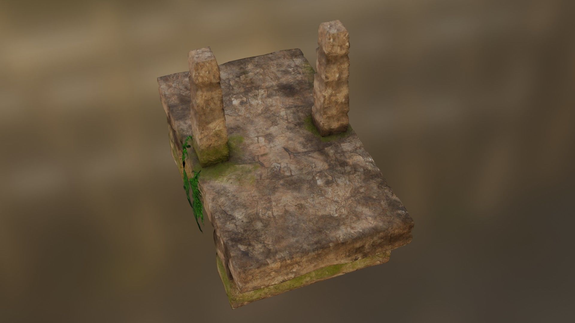 Stone bridge Low-poly 3D model_6