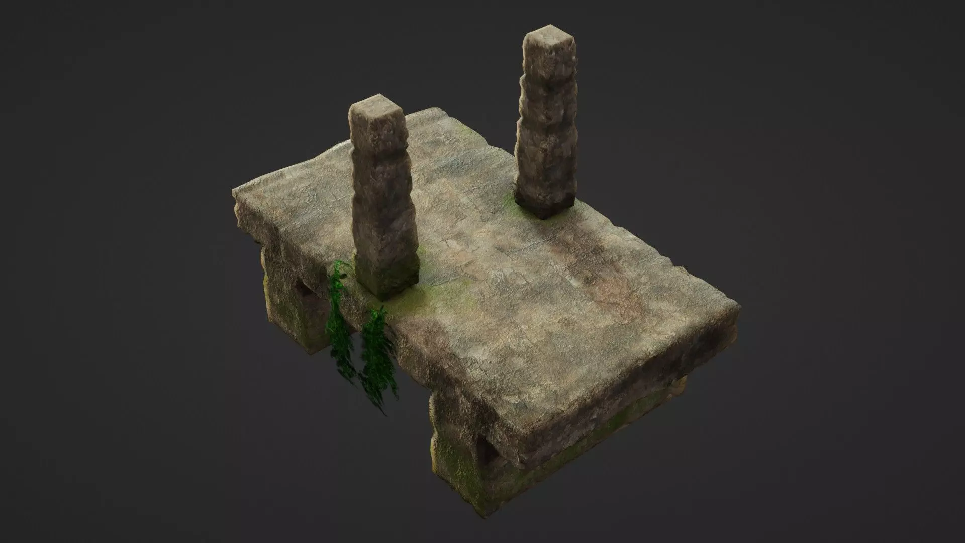 Stone bridge Low-poly 3D model_0