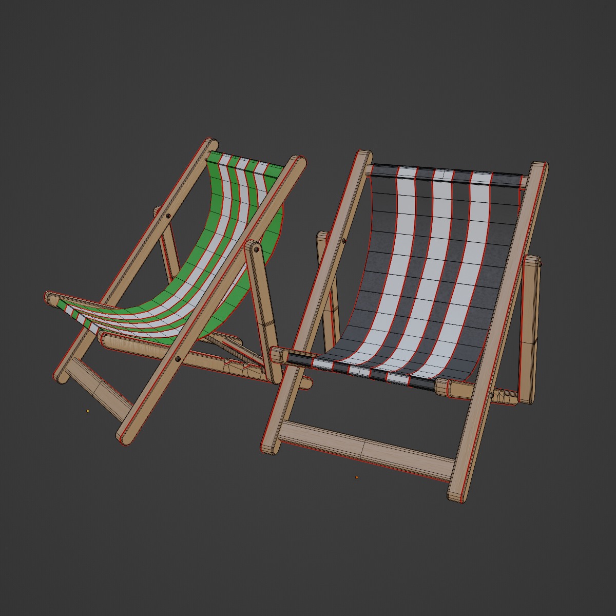 Beach Chair Deck 04 Low-poly 3D model_7