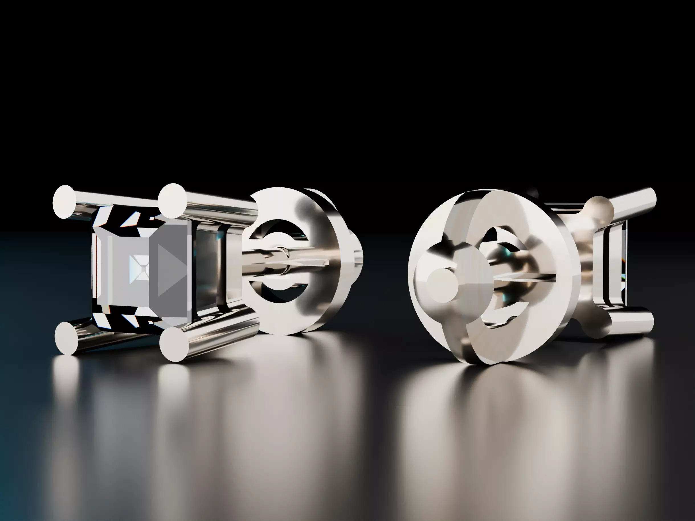 Shape Stud Square Earrings 3D print model_0