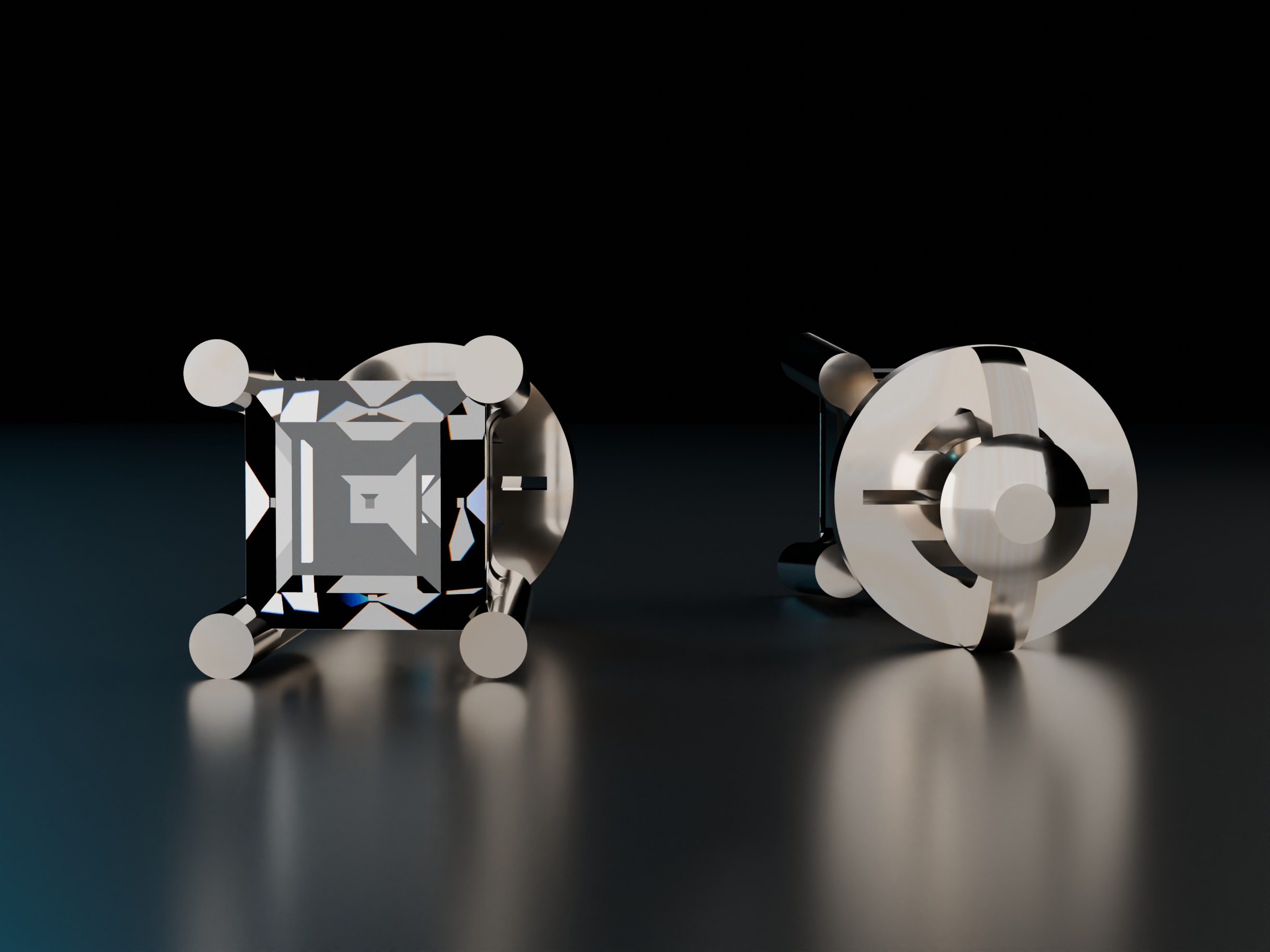 Shape Stud Square Earrings 3D print model_2