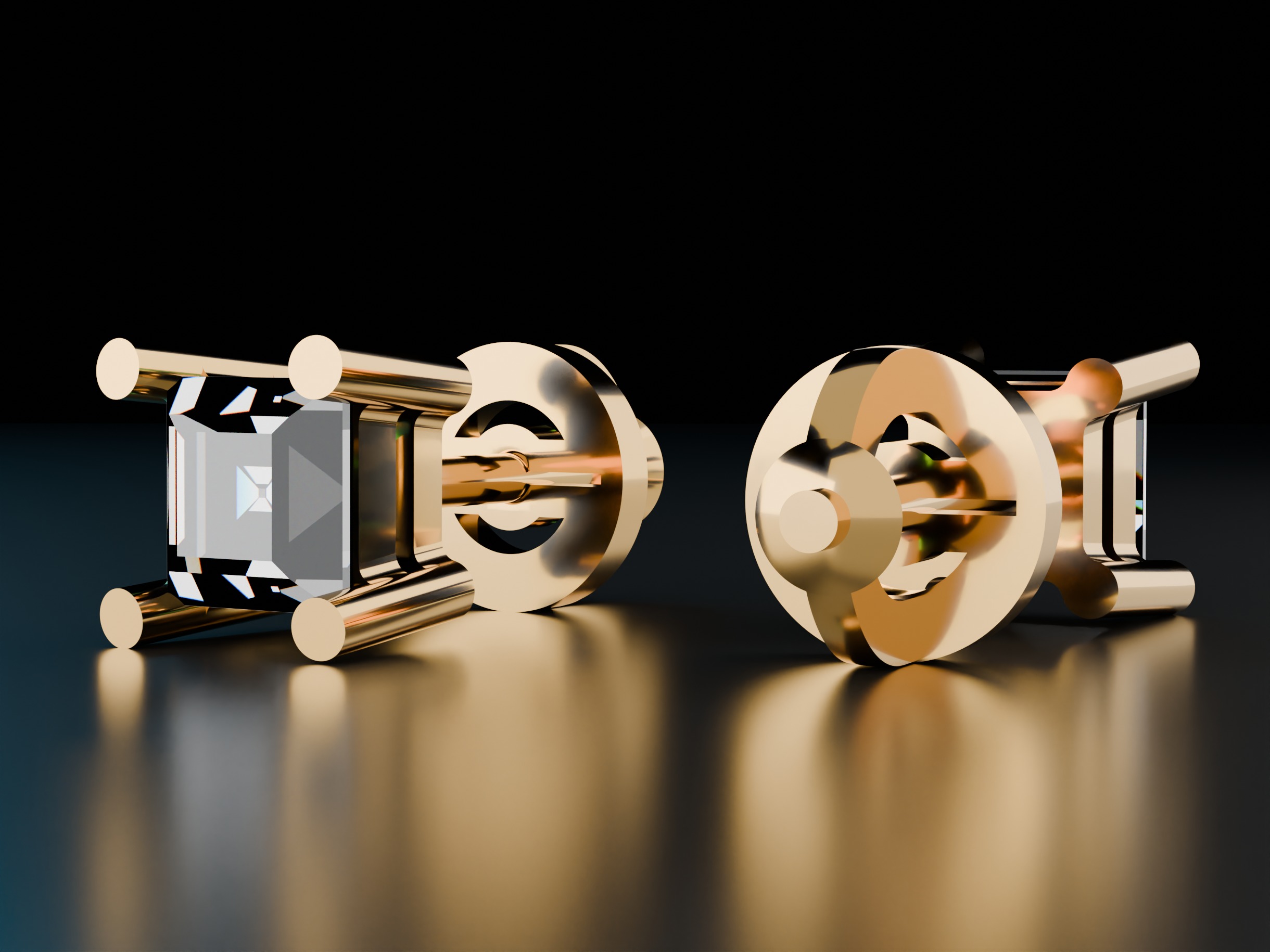 Shape Stud Square Earrings 3D print model_1