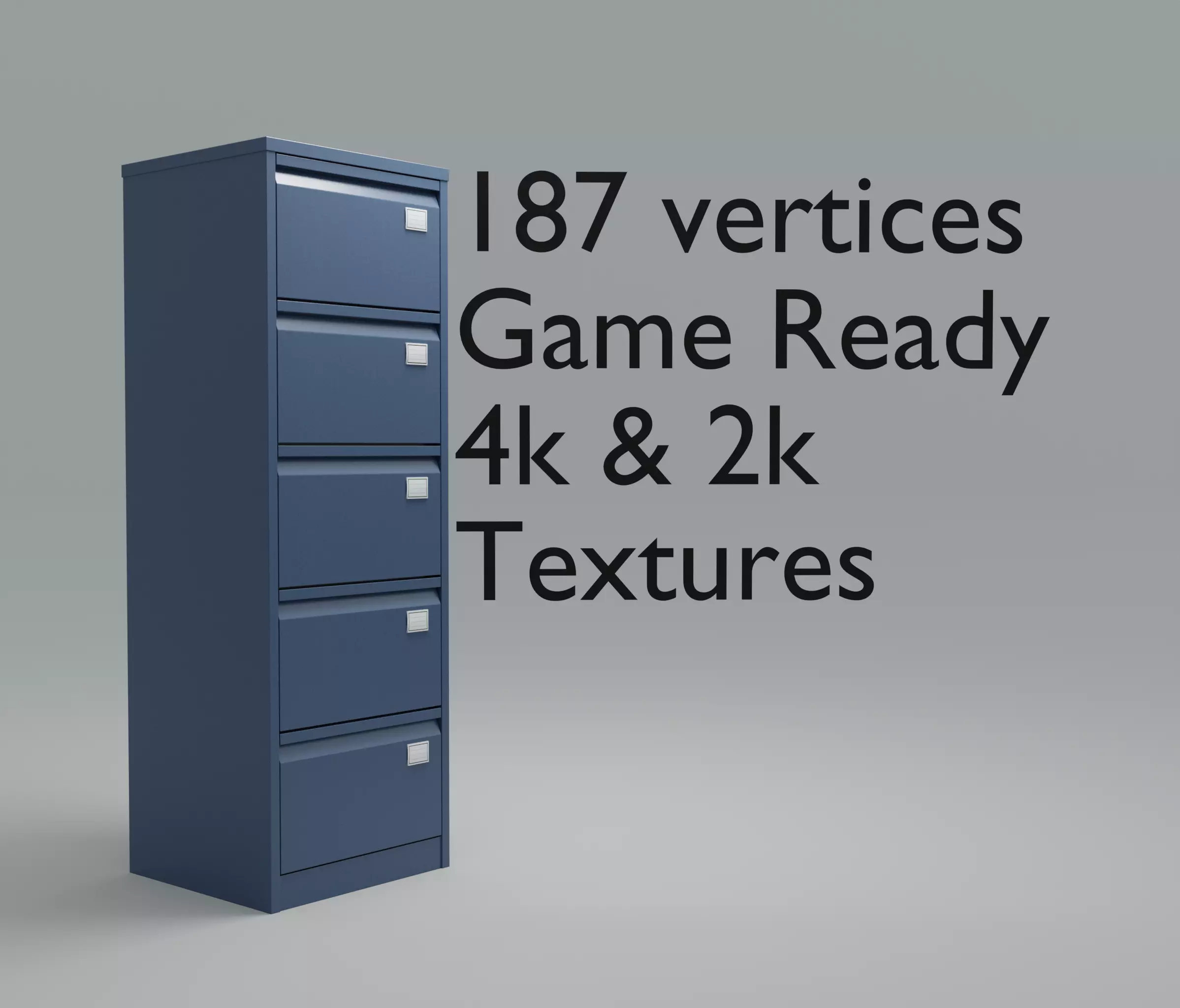 Game Ready File Cabinet Low-poly 3D model
