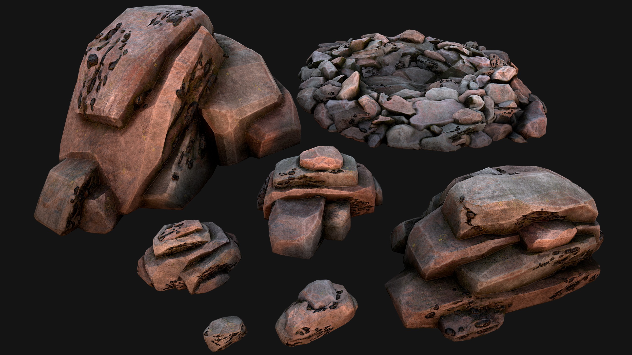 Coal Deposits Ore Industrial Resources Low-poly 3D model_1