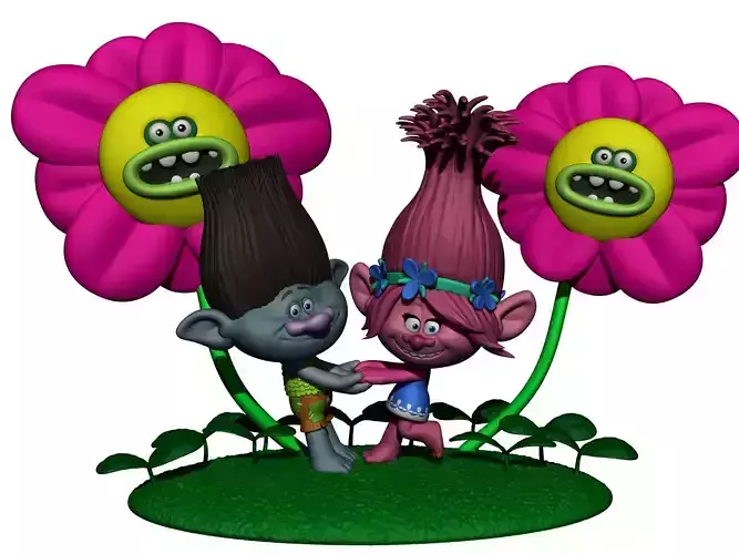 Trolls Princess Poppy and Branch for 3D printing 3D print model