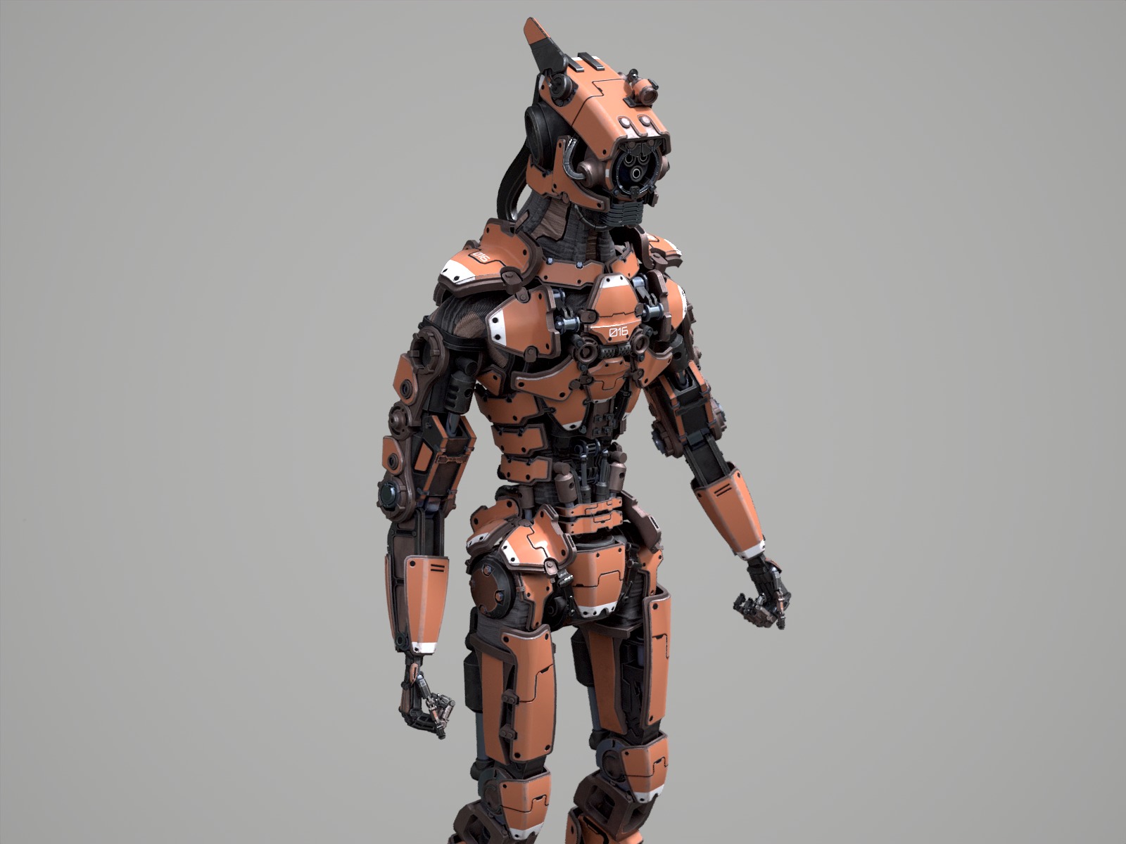 Rigged sci-fi robot character Low-poly 3D model_19