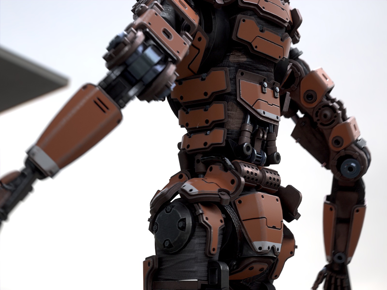 Rigged sci-fi robot character Low-poly 3D model_17