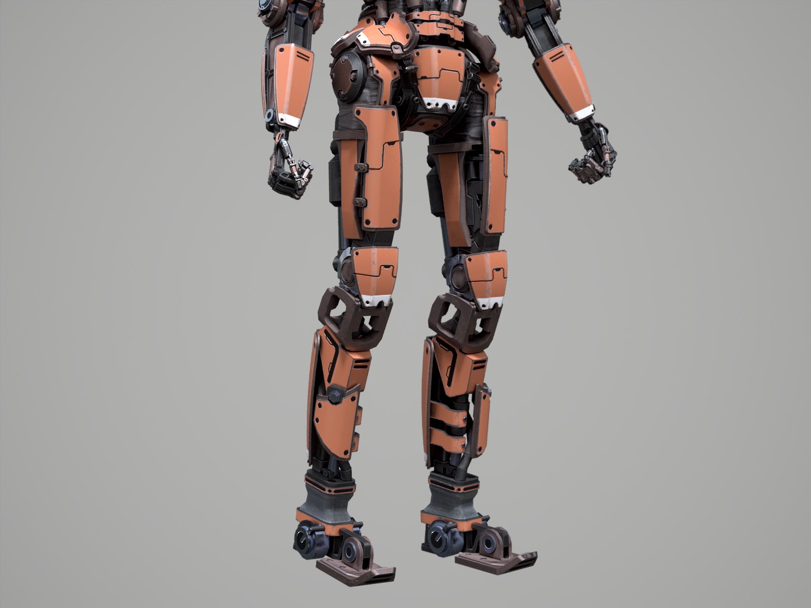 Rigged sci-fi robot character Low-poly 3D model_23