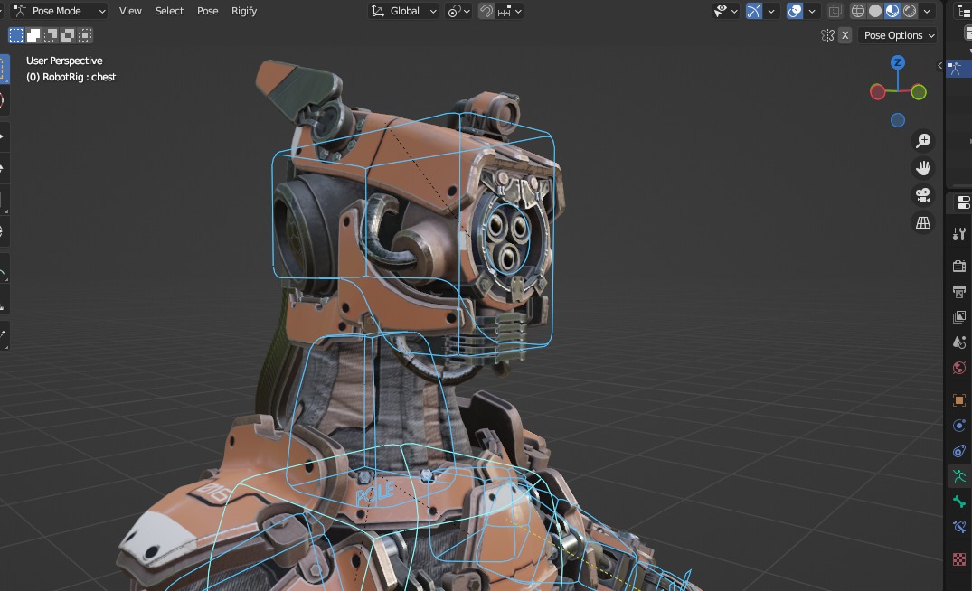 Rigged sci-fi robot character Low-poly 3D model_44