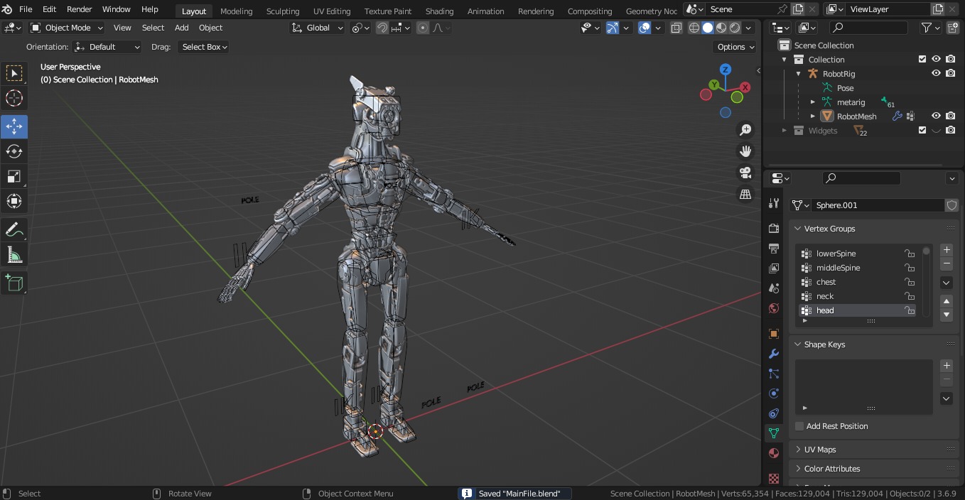 Rigged sci-fi robot character Low-poly 3D model_40