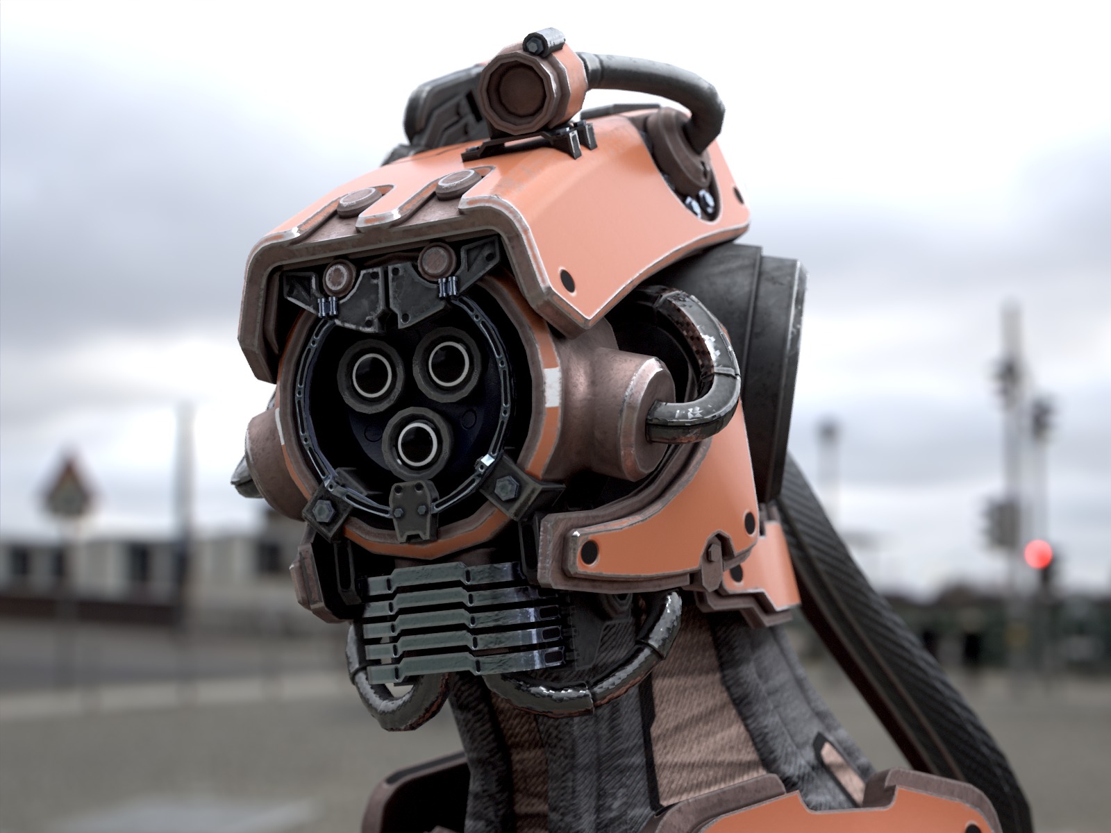 Rigged sci-fi robot character Low-poly 3D model_6