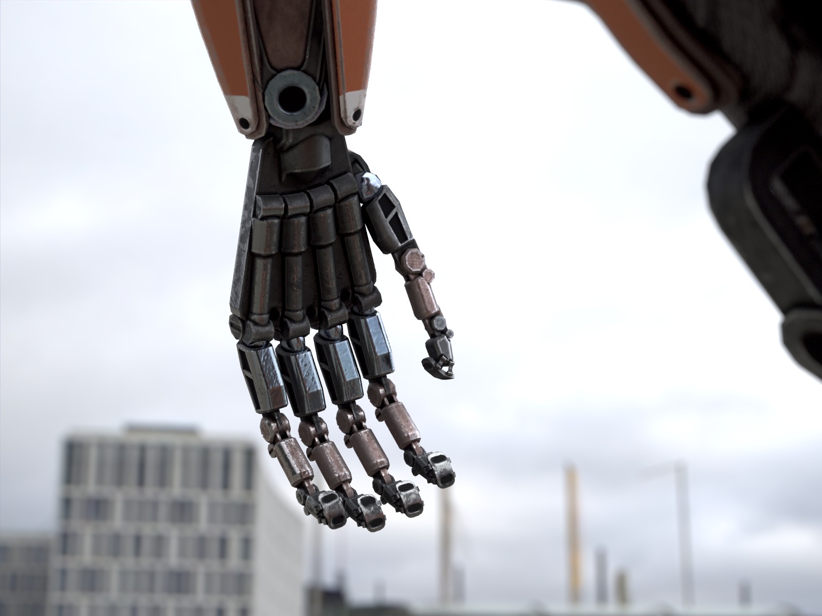 Rigged sci-fi robot character Low-poly 3D model_14