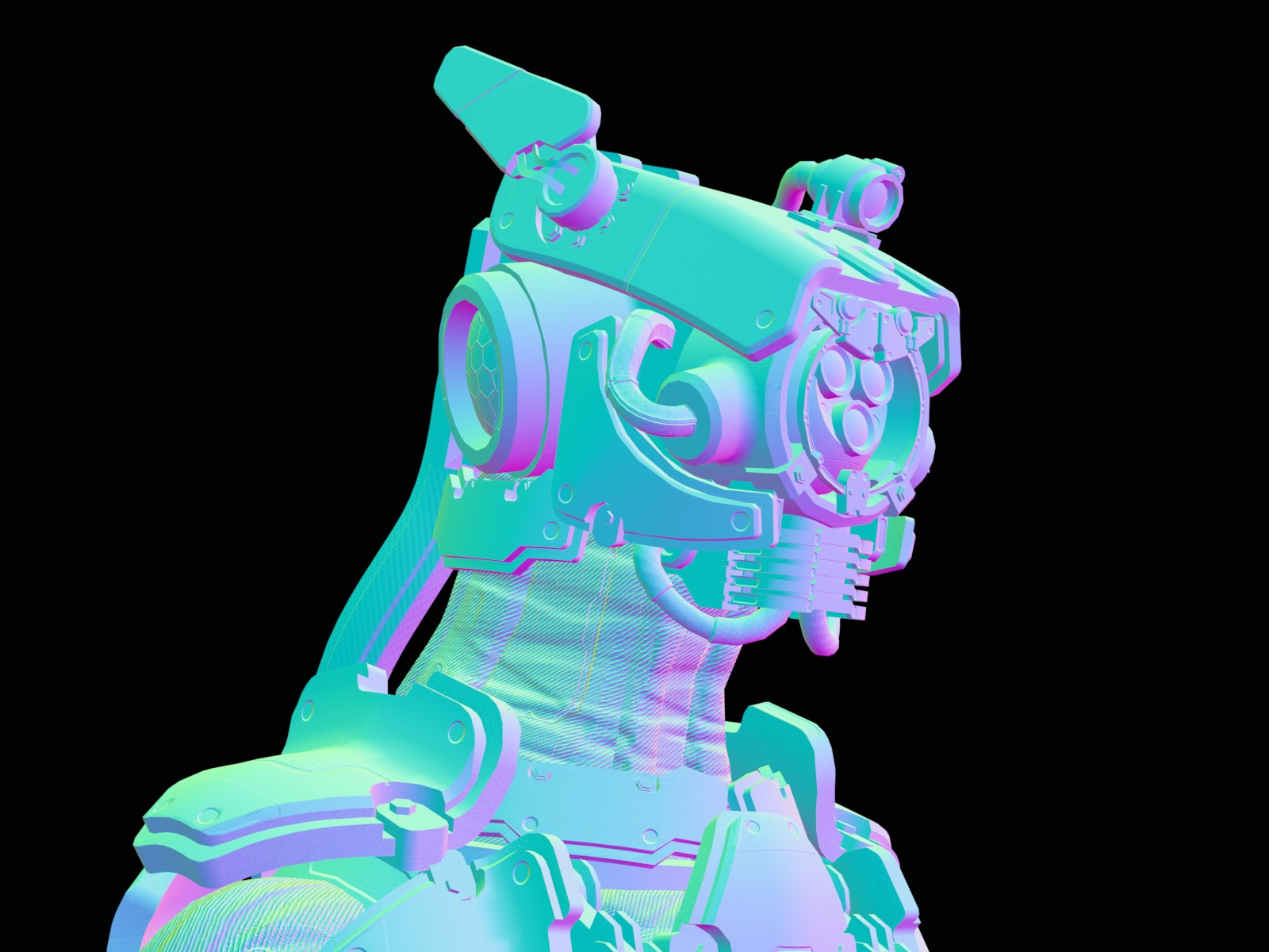 Rigged sci-fi robot character Low-poly 3D model_52