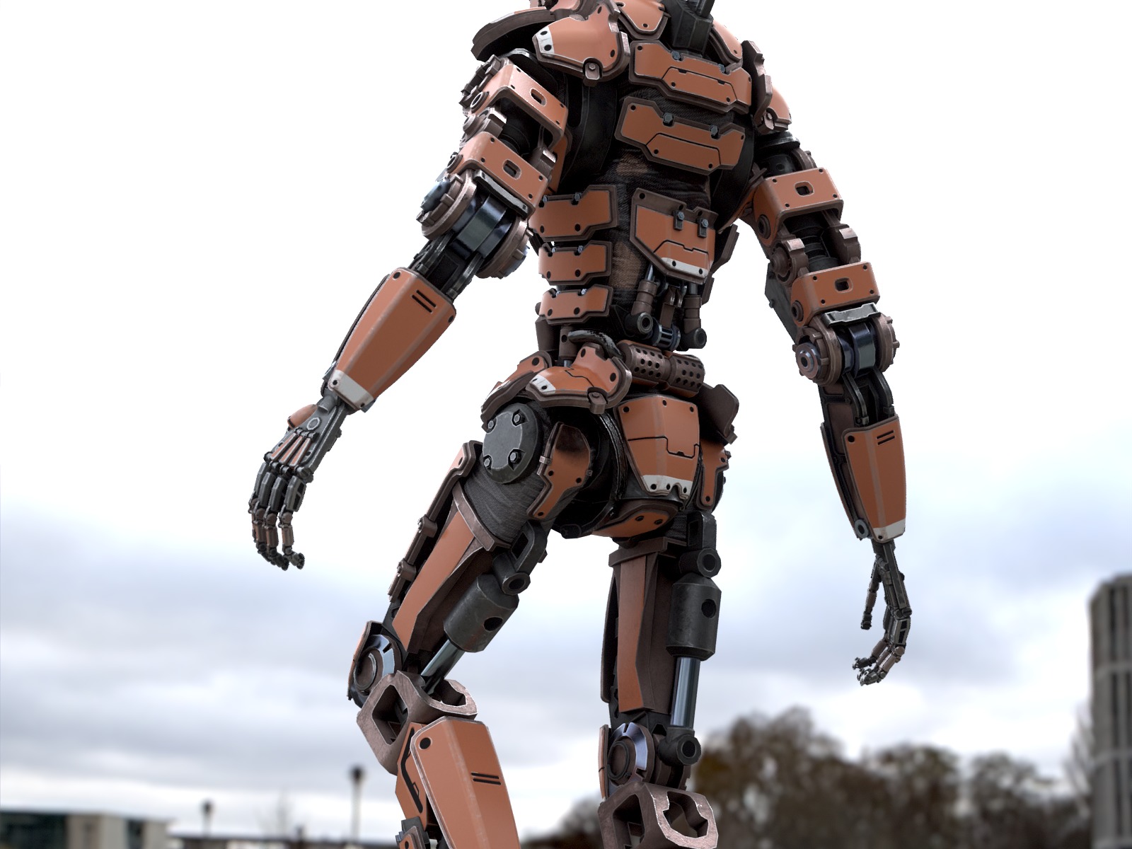 Rigged sci-fi robot character Low-poly 3D model_12